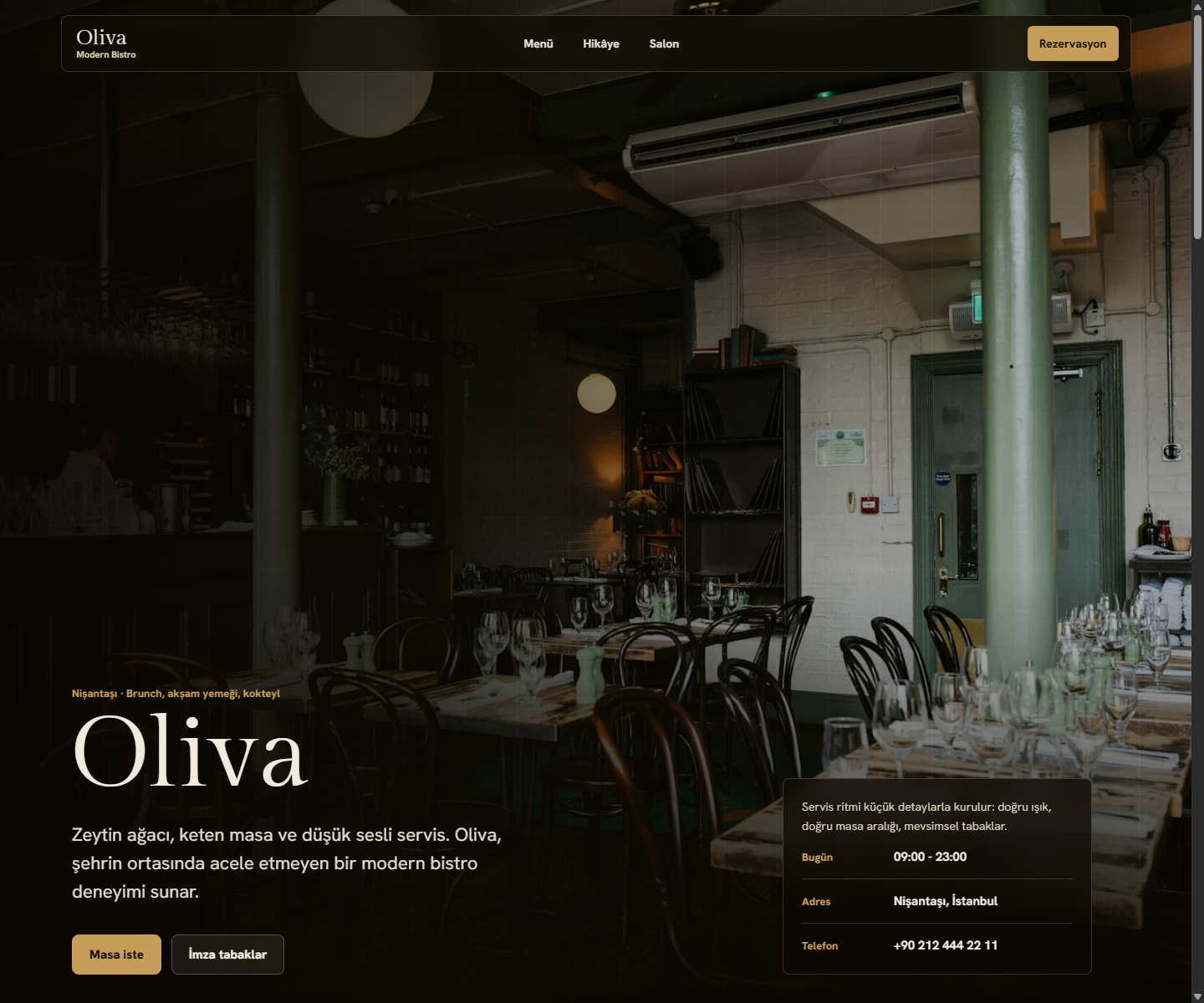 Oliva Bistro web sitesi önizleme